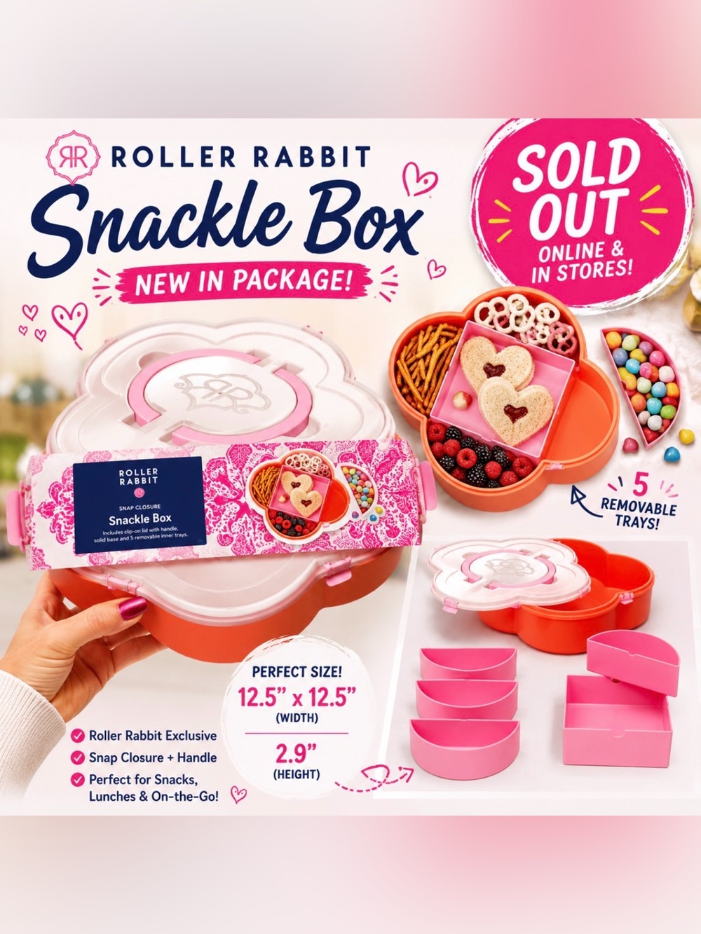 Roller Rabbit x Target Snackle Box Snap Closure Snack Box NWT